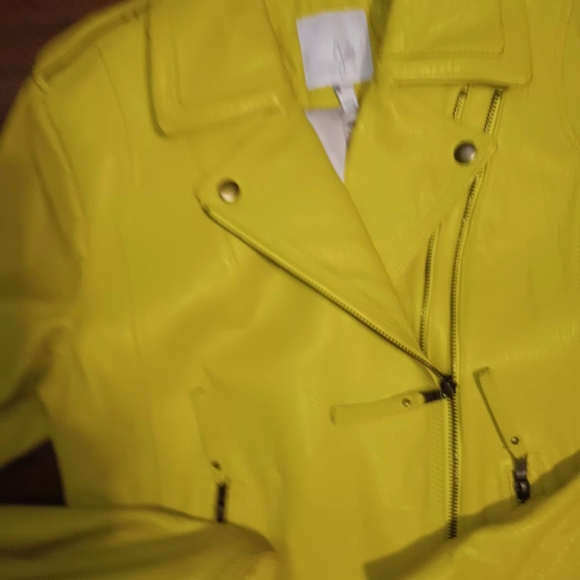Joie Yellow Leather Biker Jacket - Picture 5 of 6